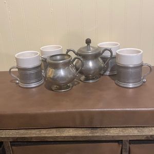 Antique pewter tea set